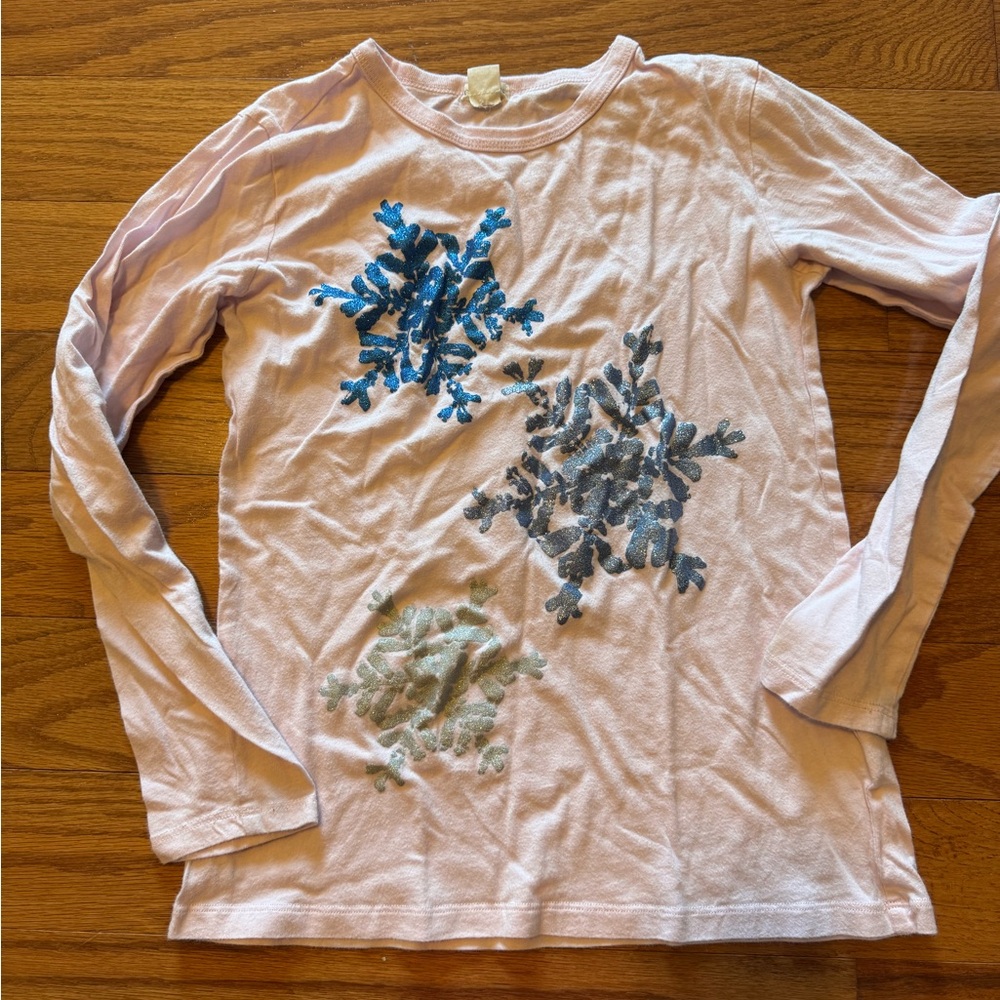 Crewcuts pink Long Sleeve Shirt with glitter Snowflake Design